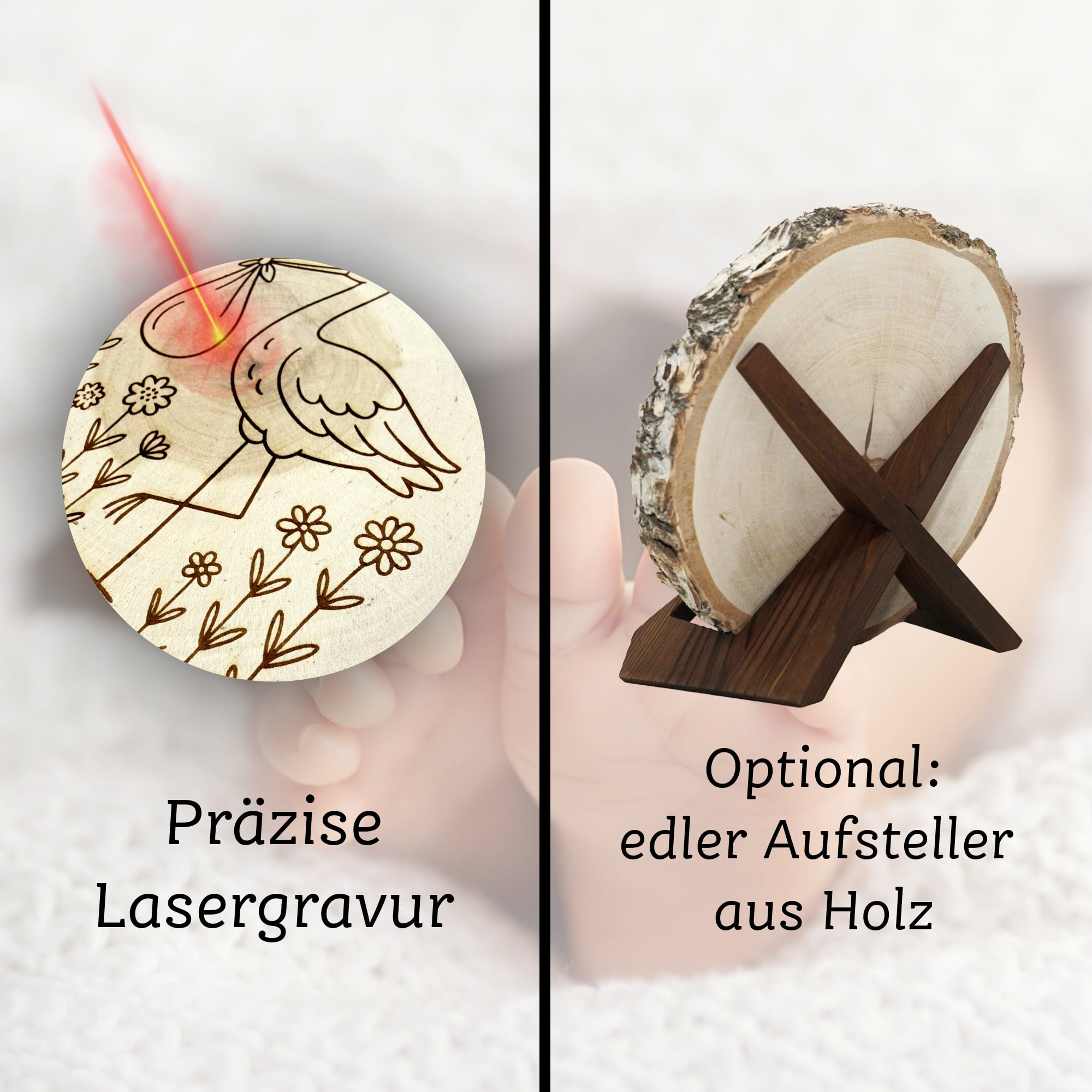 Baumscheibe Geburt "Storch"