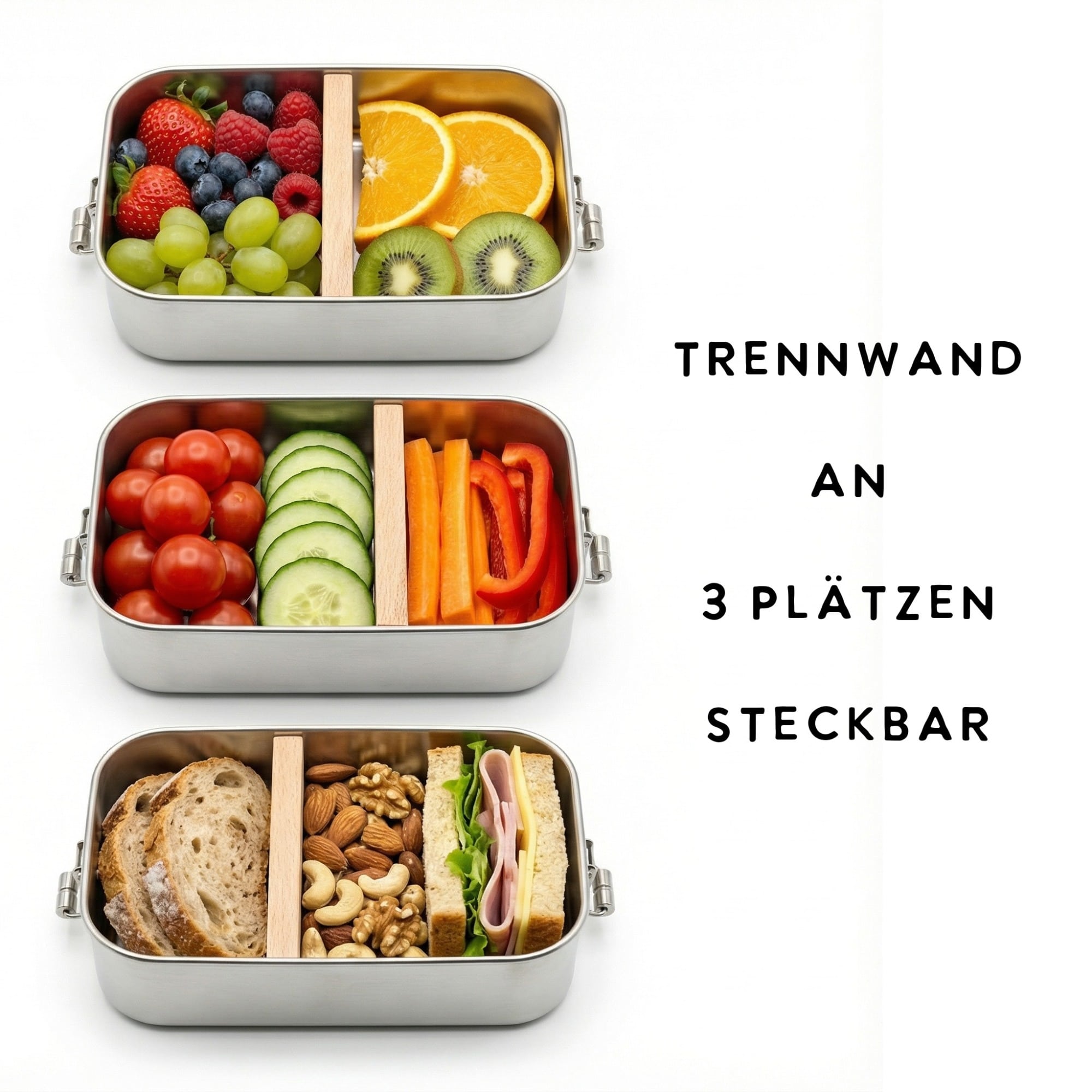 Steckbare Trennwand in Edelstahl Bento Box für Lebensmittel