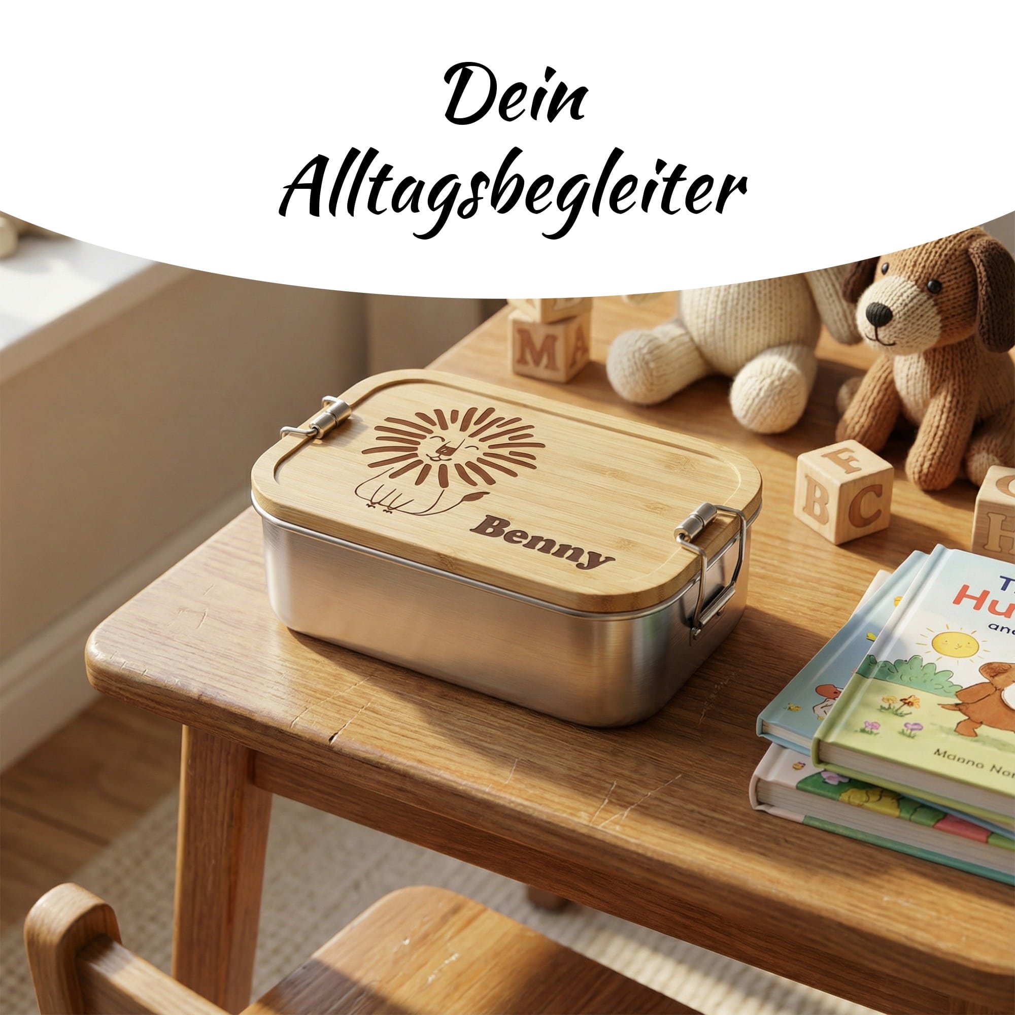 Lunchbox für Kinder aus Edelstahl mit Obst und Snacks