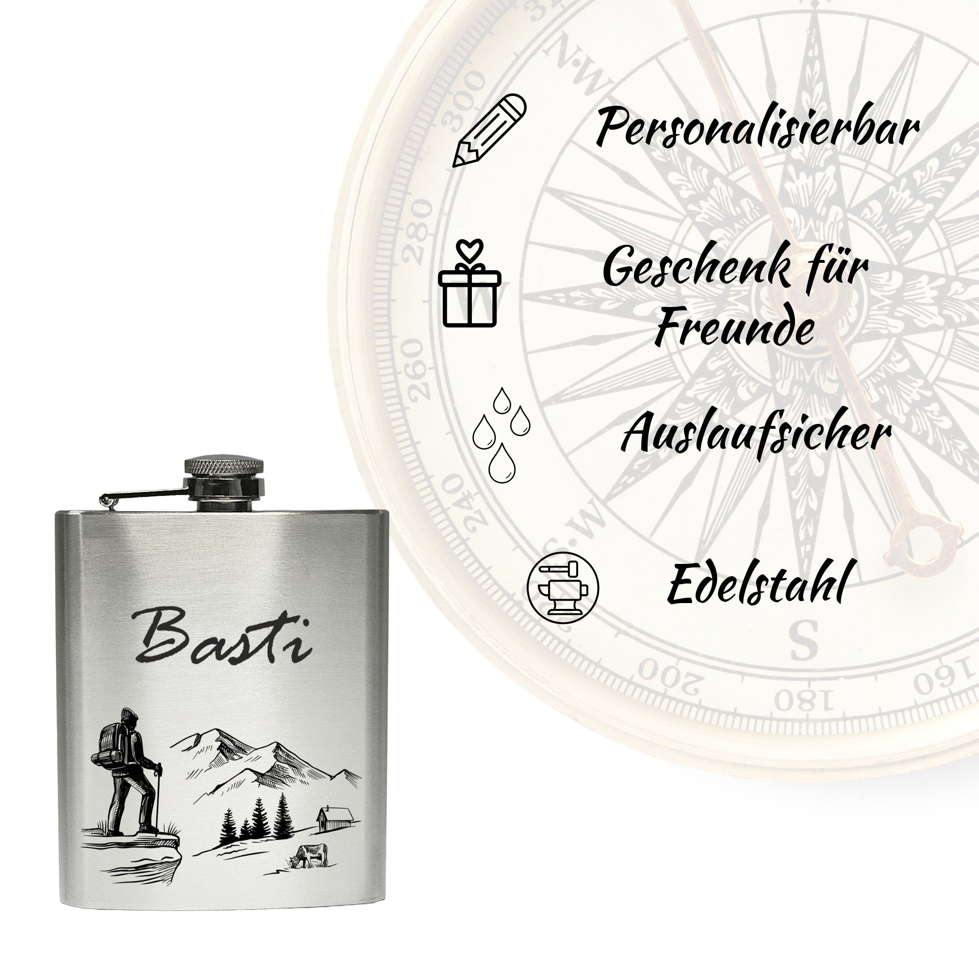 Flachmann Edelstahl personalisiert