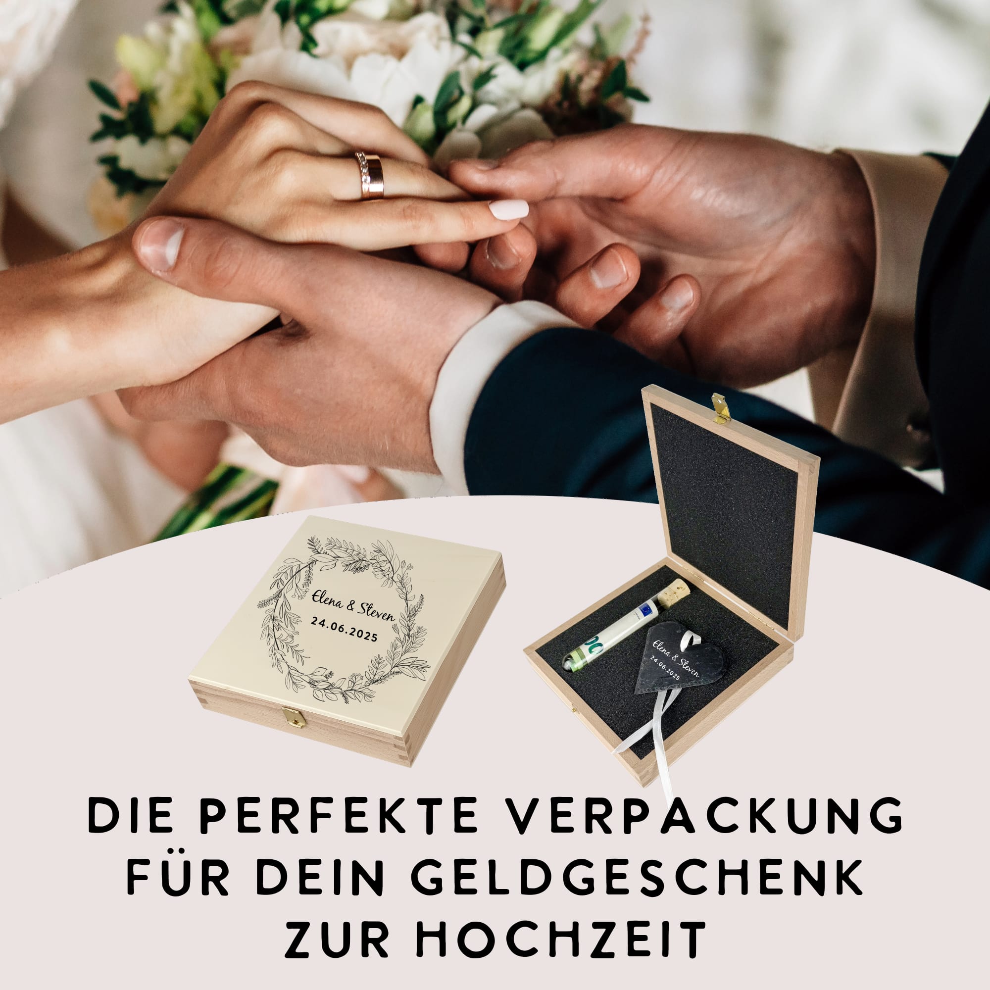 Geldgeschenk Hochzeit "Schieferherz"