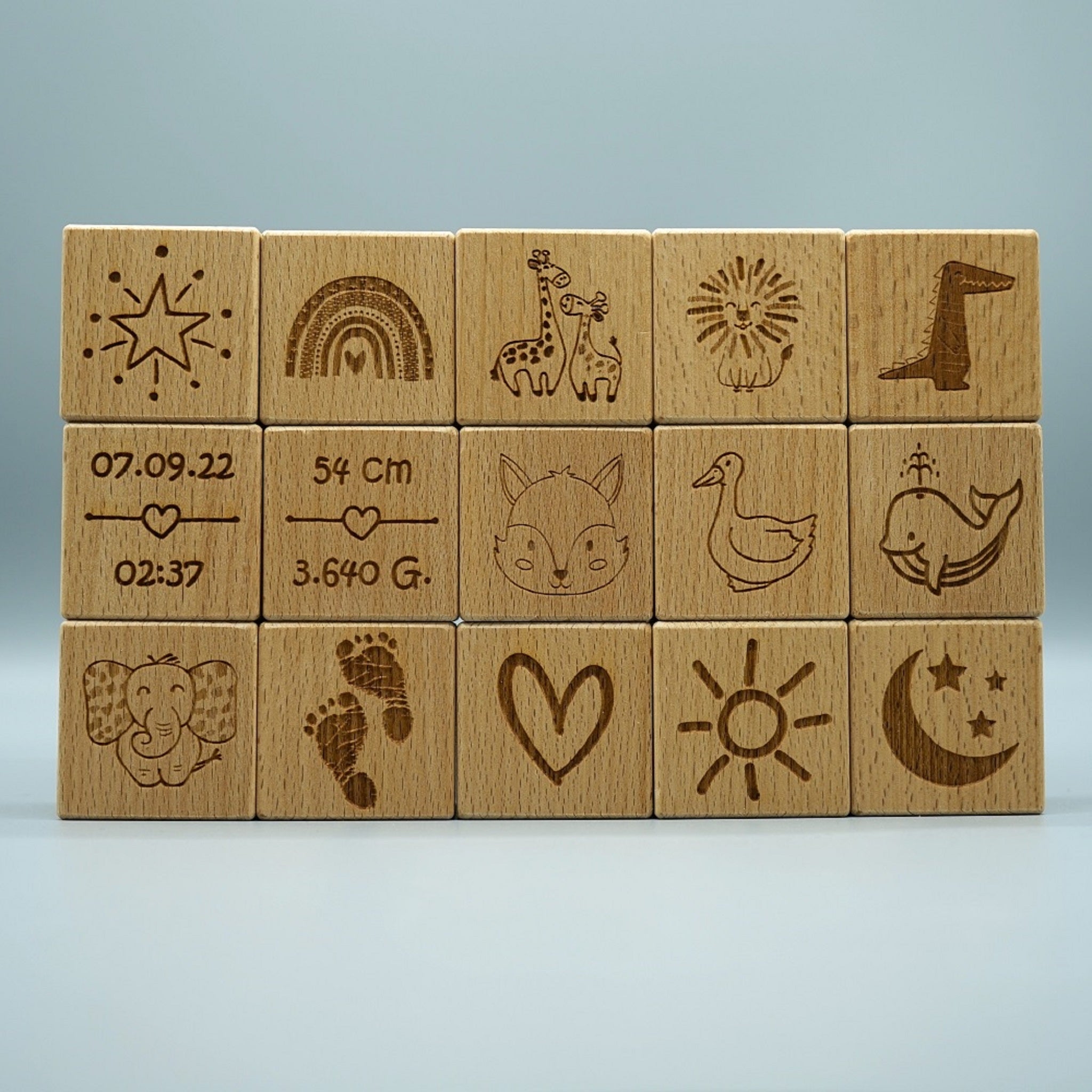 Holzwürfel "Geburt"