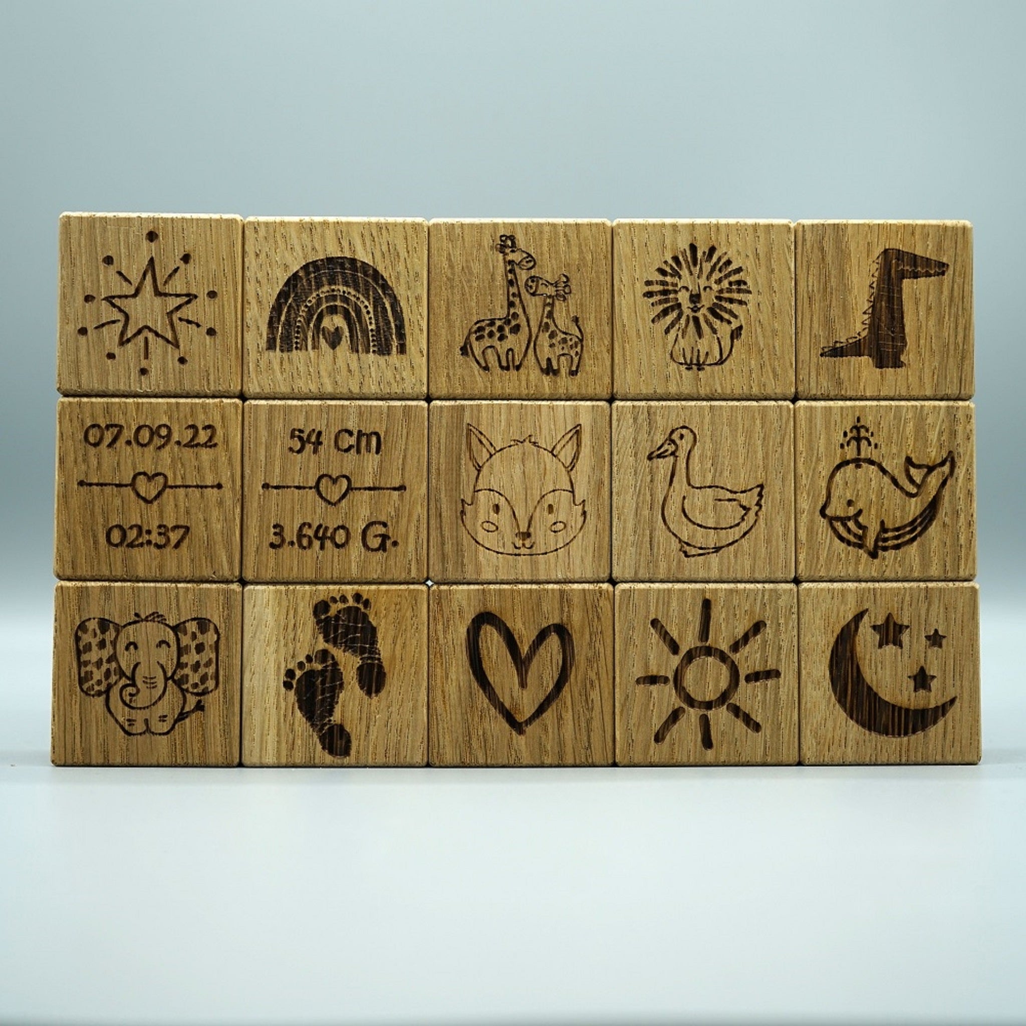 Holzwürfel "Geburt"