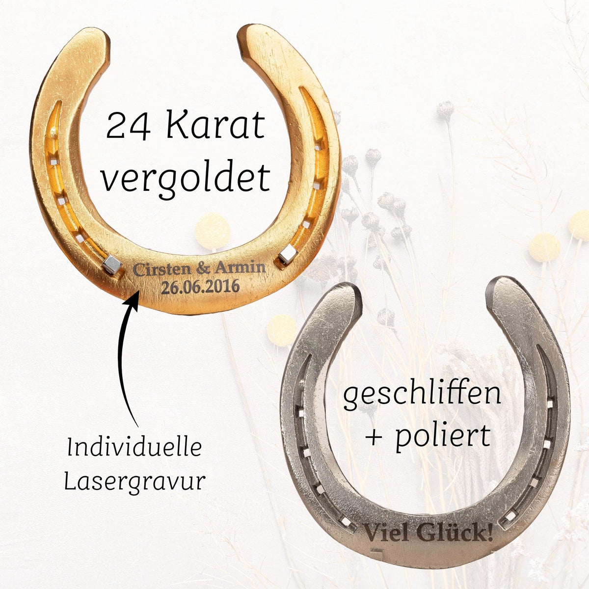 Glückshufeisen mit Gravur – Ansicht 3