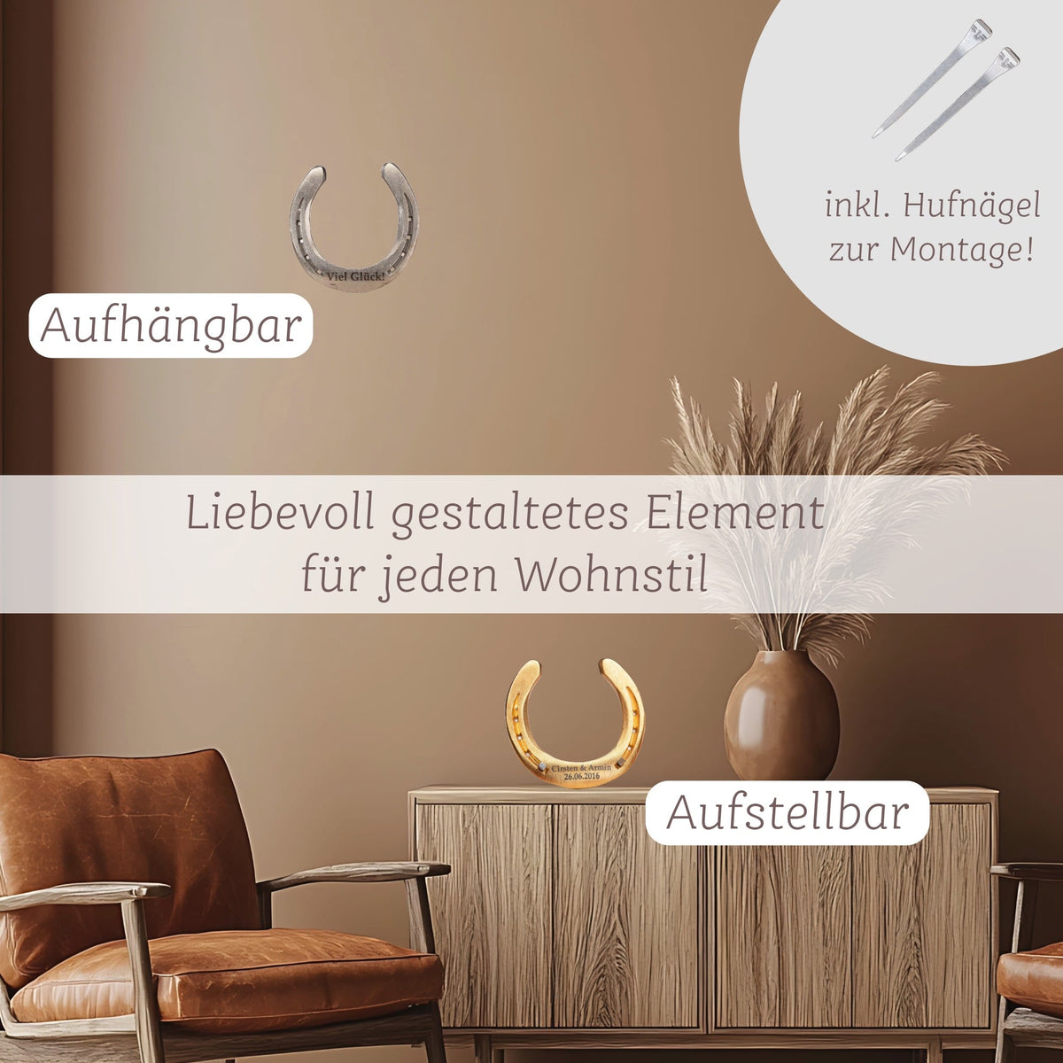 Glückshufeisen mit Gravur – Ansicht 5