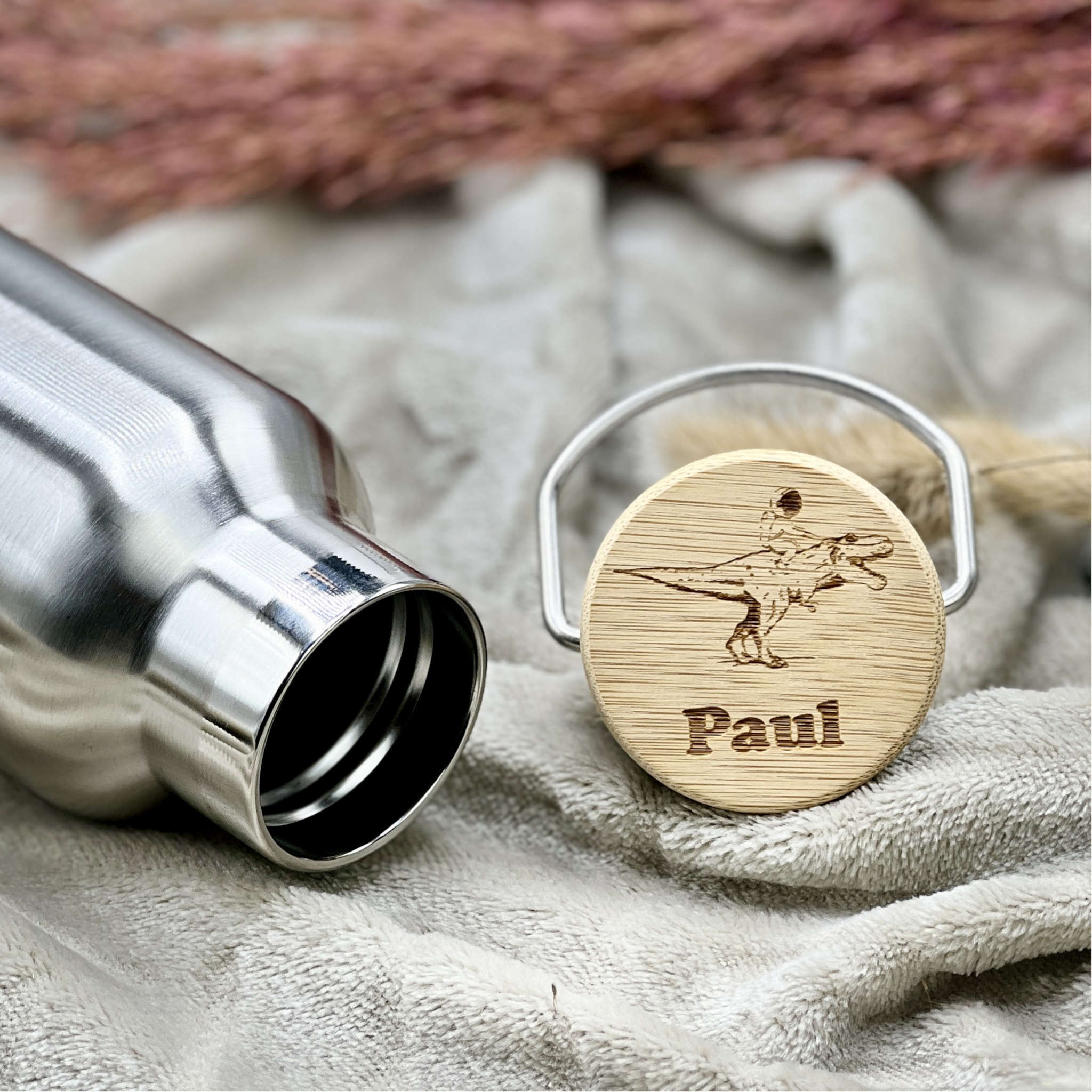 Trinkflasche Edelstahl "Dino"