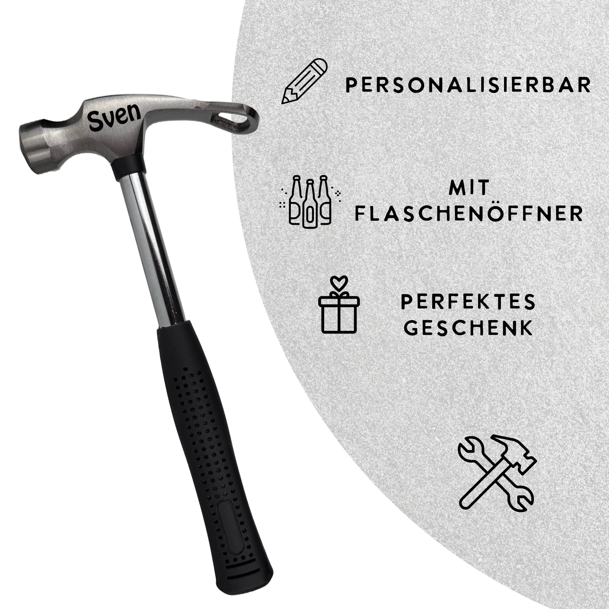 Personalisierbarer Hammer mit integriertem Flaschenöffner – Geschenkidee für Handwerker