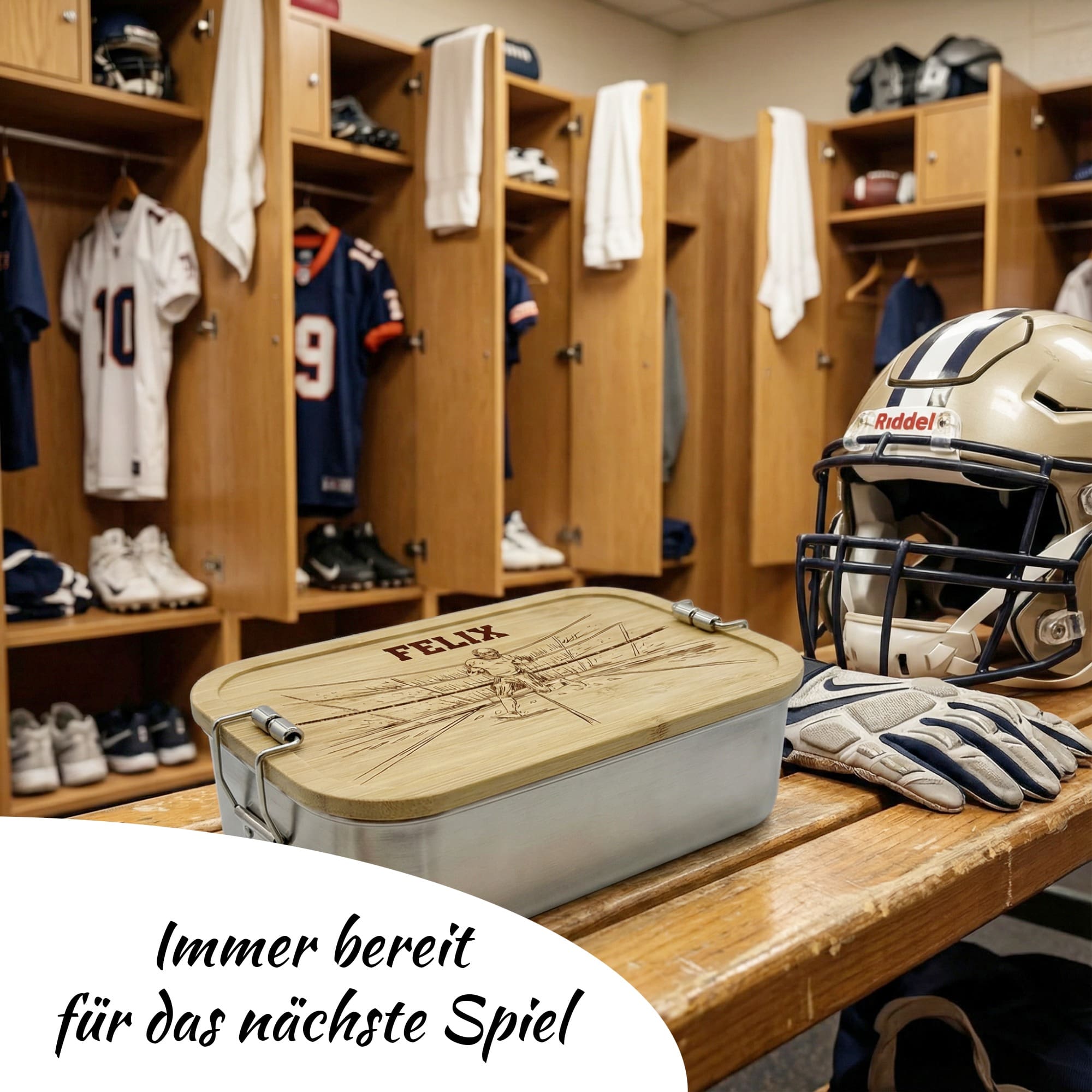 American Football Lunchbox personalisiert als Geschenkidee für Sport und Freizeit