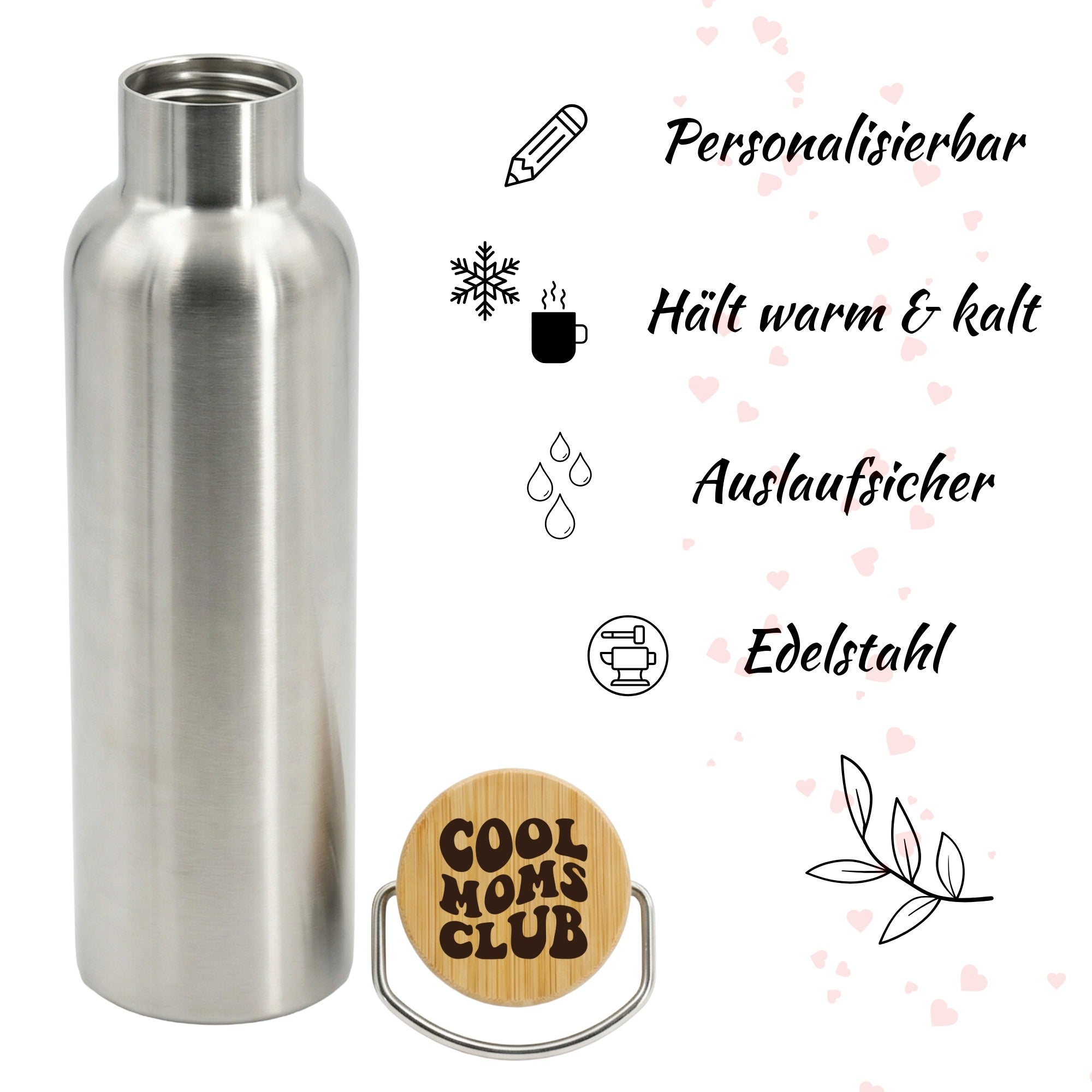 Edelstahl Trinkflasche mit Bambusdeckel – auslaufsicher und nachhaltig