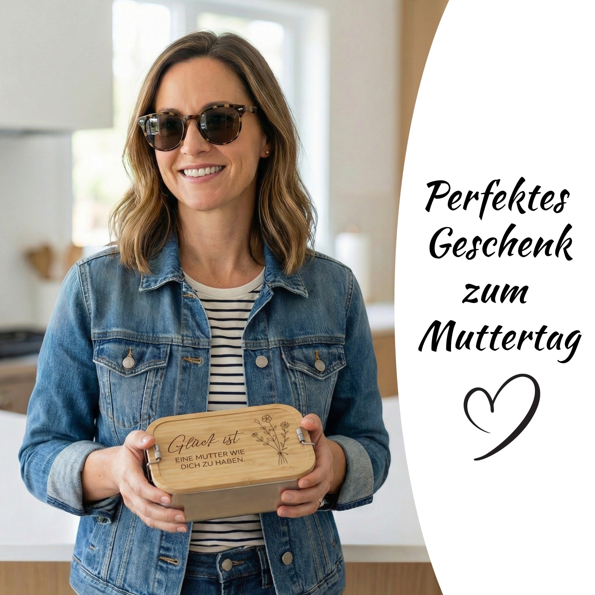 Geschenk zum Muttertag – gravierte Brotdose mit Trockenblumenmotiv