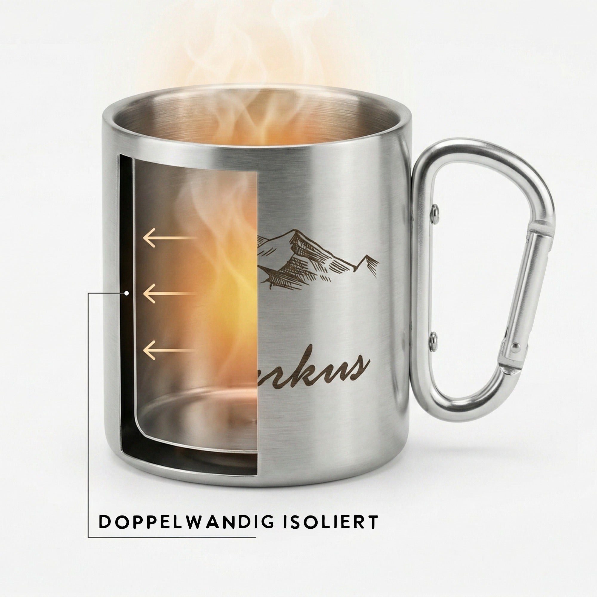 Doppelwandige Edelstahl Tasse mit Isolierung, hält Getränke länger warm oder kalt, perfekt für Outdoor und Camping