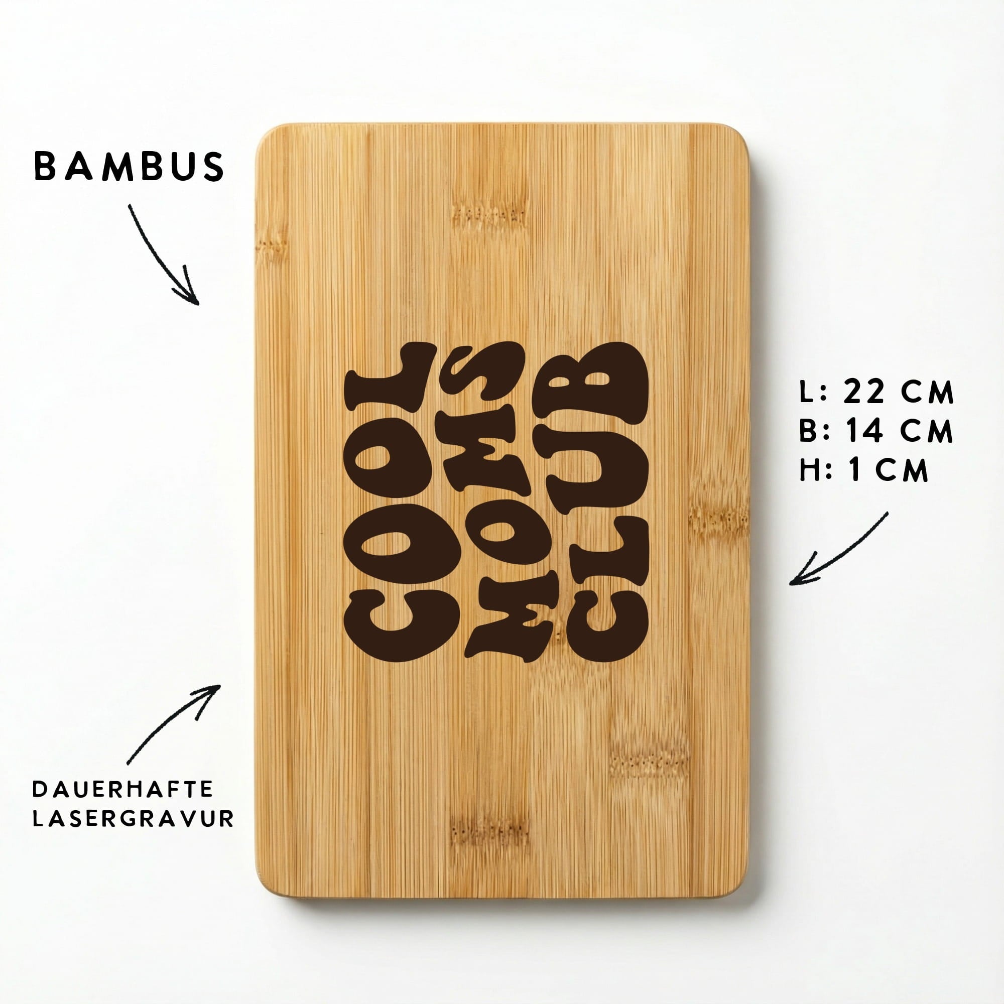 Bambus Schneidebrett mit Lasergravur Cool Moms Club