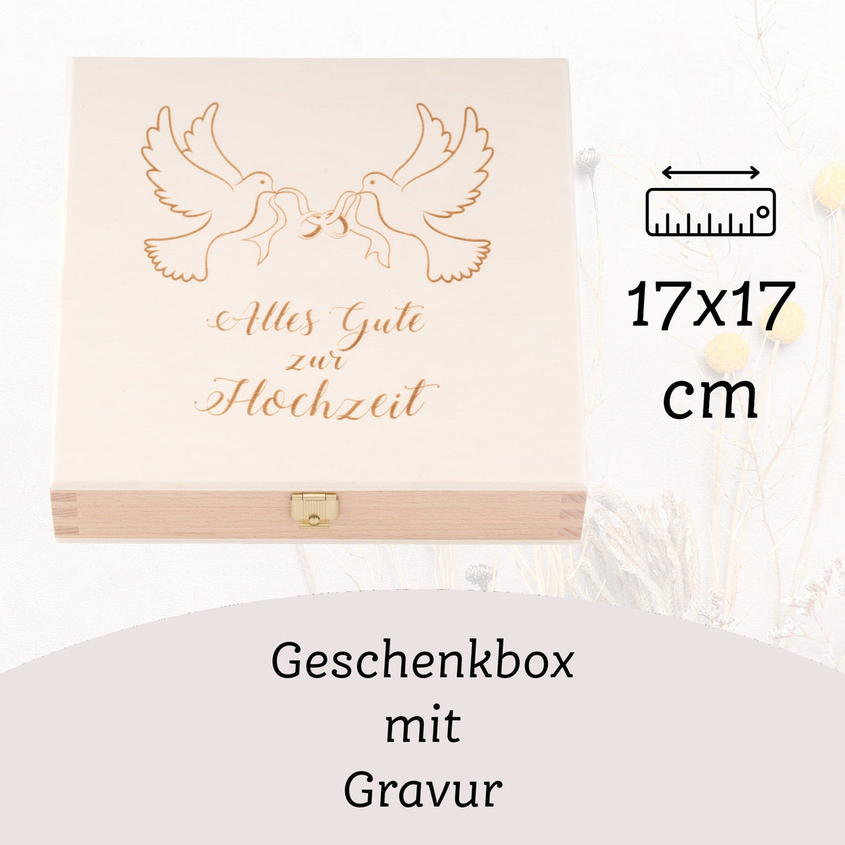 Hochzeitsgeschenk Glückshufeisen mit Holzbox „Alles Gute zur Hochzeit“ – Ansicht 5
