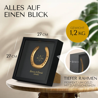 Glückshufeisen im Bilderrahmen "Mr. & Mrs."