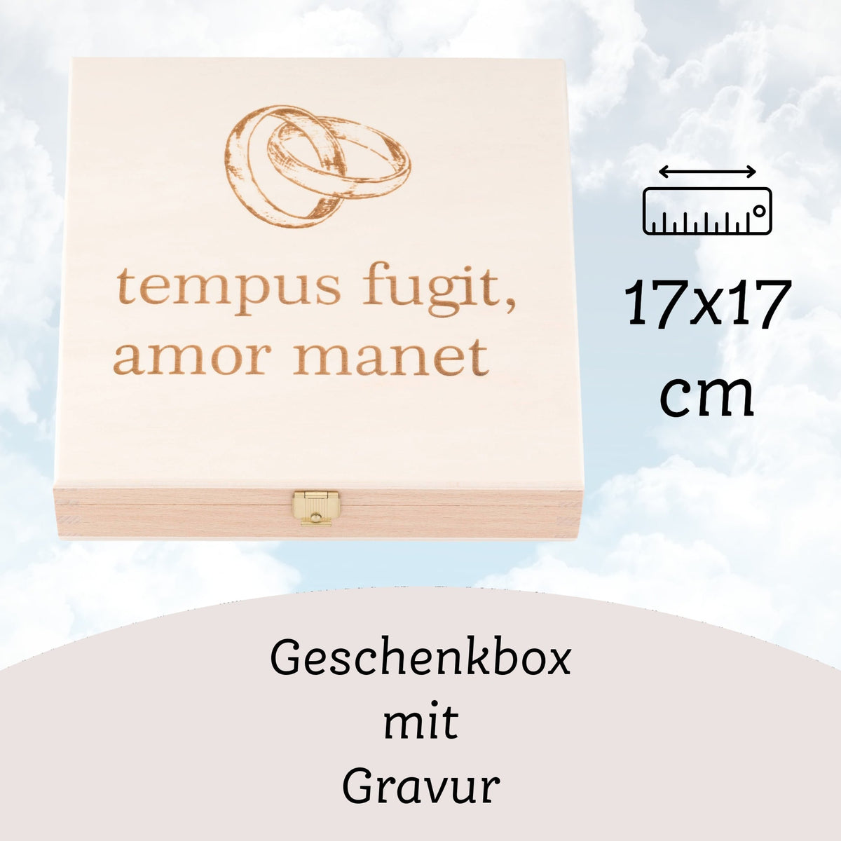 Glückshufeisen mit Holzbox „Tempus fugit, amor manet“ – Ansicht 5