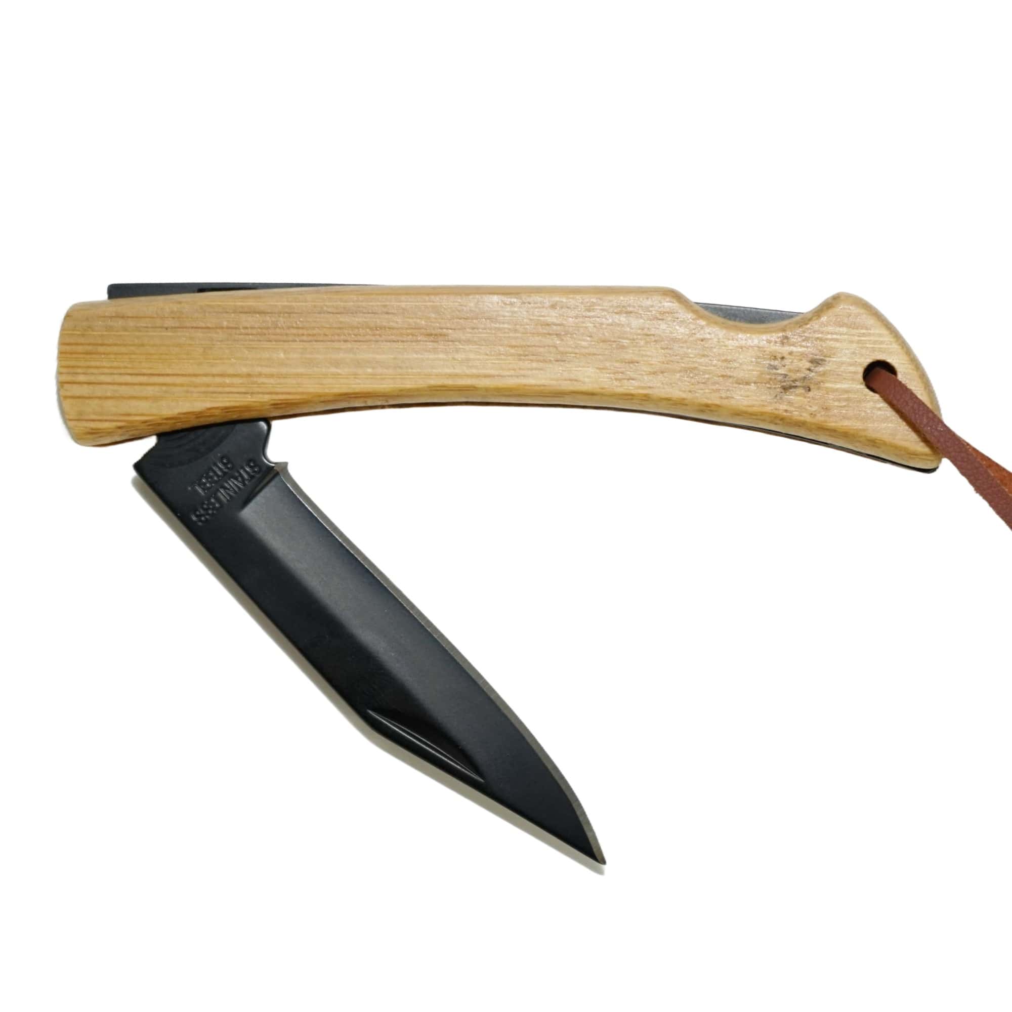 Bambus Taschenmesser mit schwarzer Klinge
