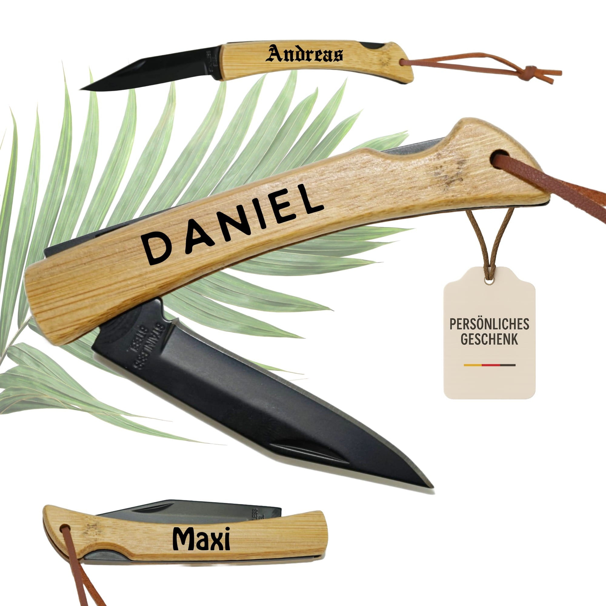 Geschenkidee: personalisiertes Taschenmesser mit Lederband