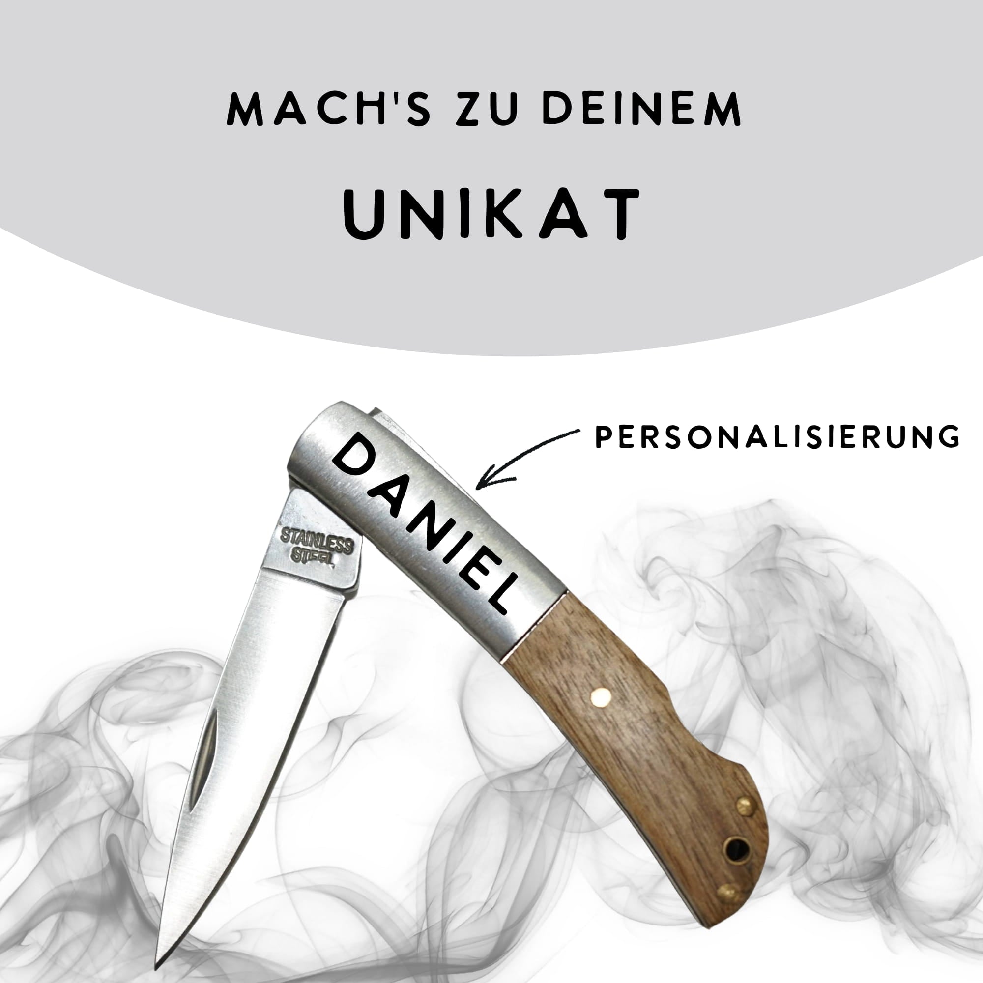 Taschenmesser mit Edelstahlklinge und Namensgravur Daniel