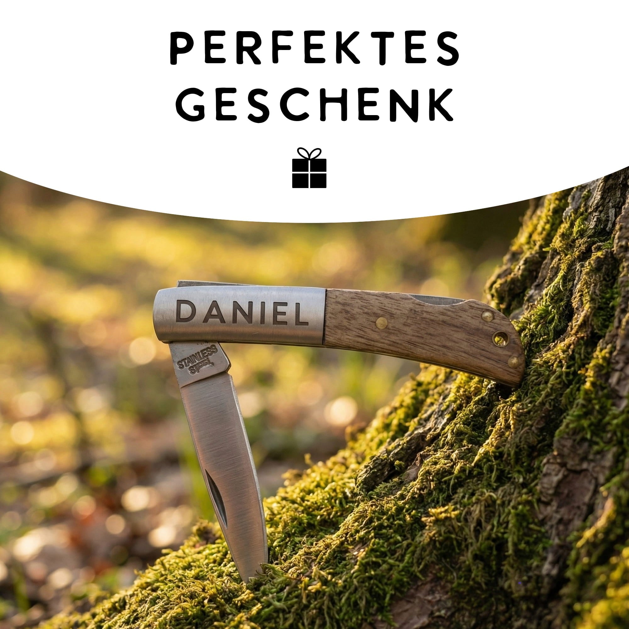 Klappmesser mit Holzgriff als persönliches Geschenk
