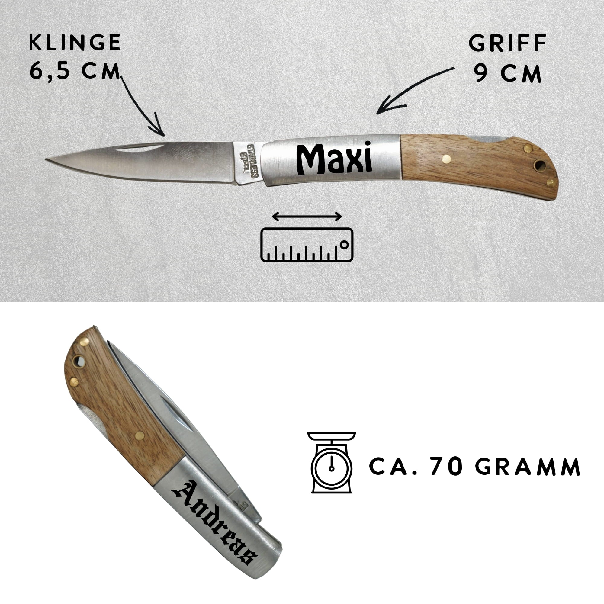 Detailaufnahme Edelstahlklinge rostfrei